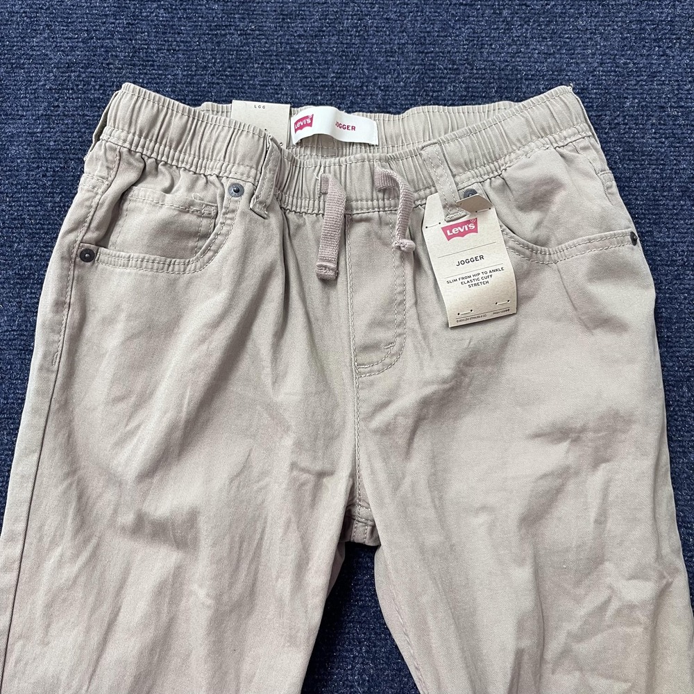 Levi's Pants Boys Large Khaki Jogger Elastic Waist Drawstring Cuffed Twill Beige